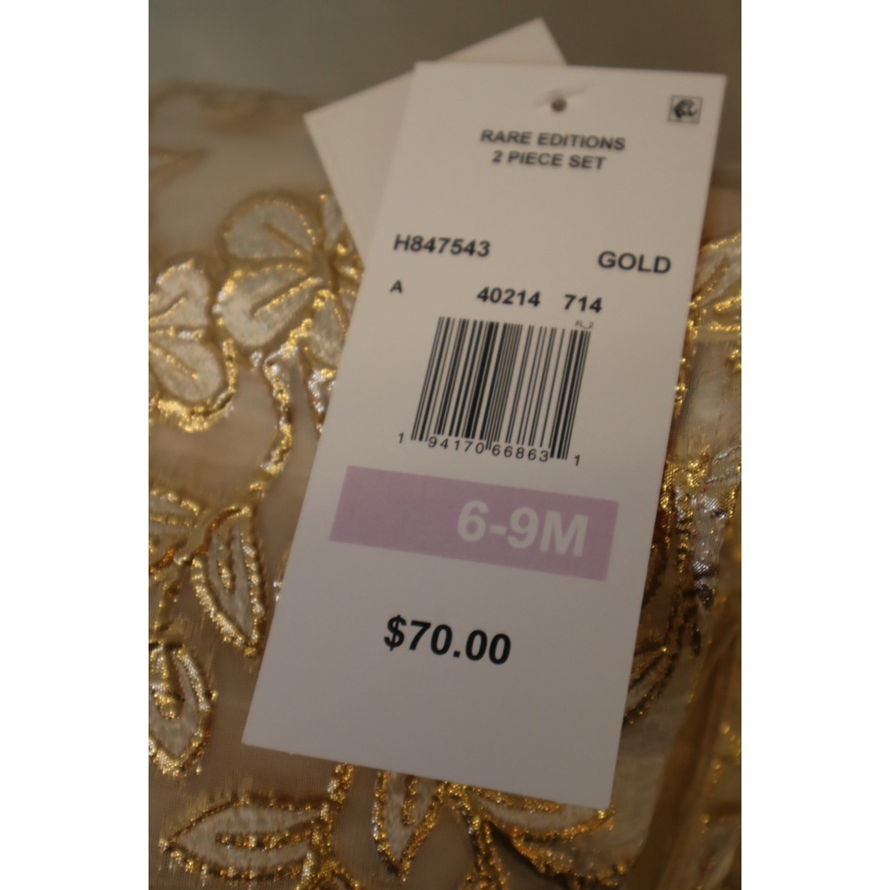 Rare‎ Editions Baby Girls Gold Burnout Organza Social Dress 6-9M - Picture 6 of 6